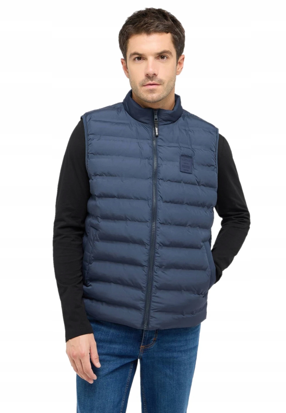 Mustang tmavě modrá pánská prošívaná péřová vesta bunda bez rukávů XXL