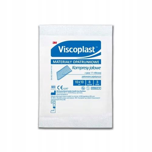 VISCOPLAST Kompres gaza jałowa 10 x 10 cm - 3 sztuki