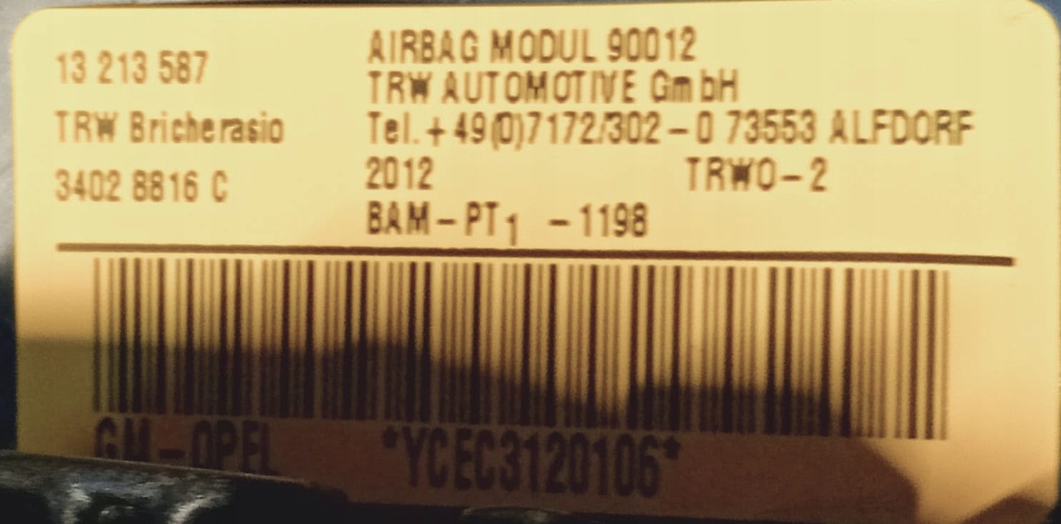 OPEL CORSA D Airbag AIRBAG SITZ rechts