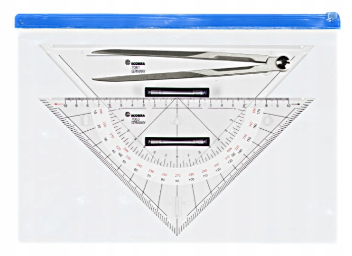 Zestaw nawigacyjny treningowy 2 trójkąt, kwadrant, cyrkiel nawigacyjny