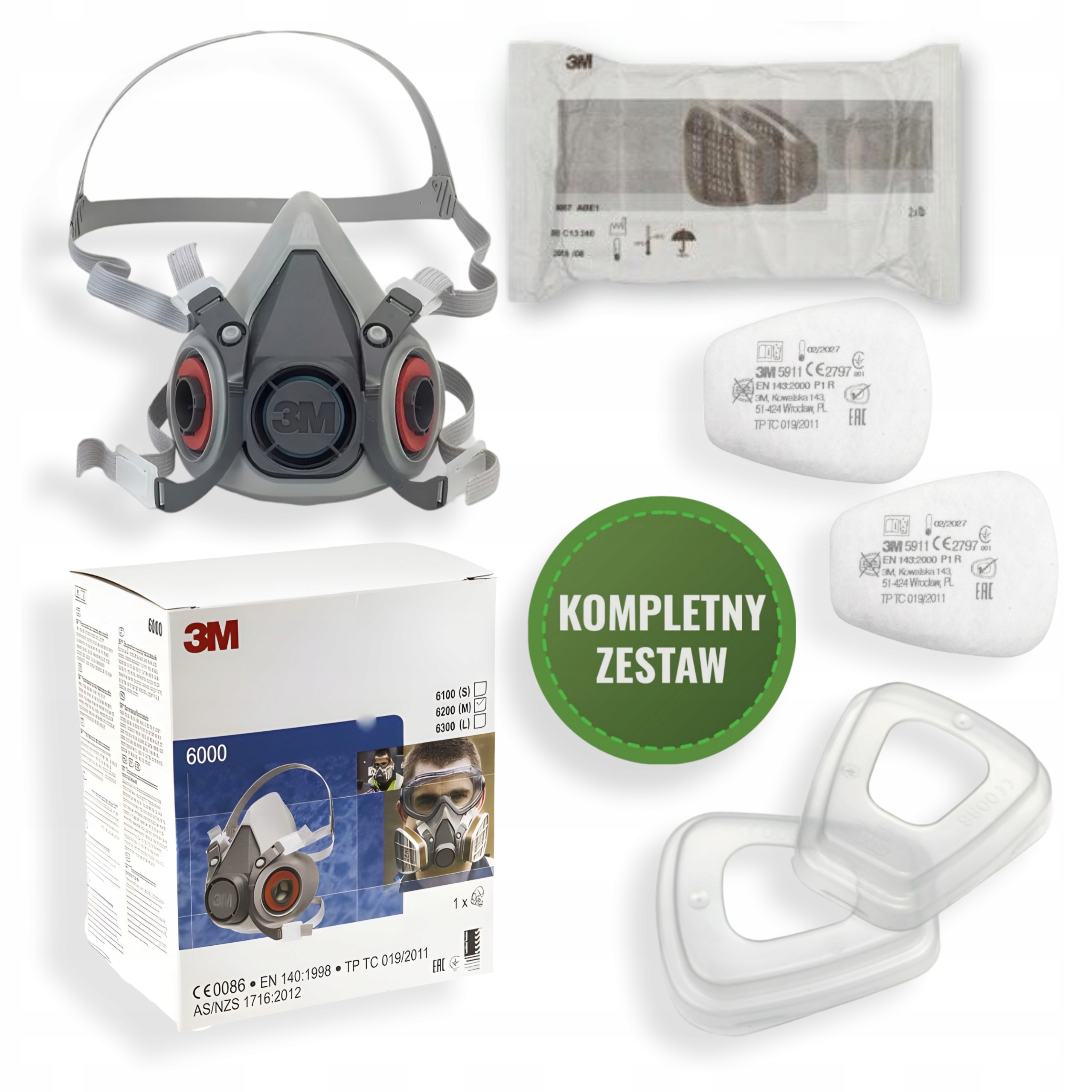Lakovací sada Maska 3M 6200 Filtry 6057 ABE1 5911 P1R Polská Výroba