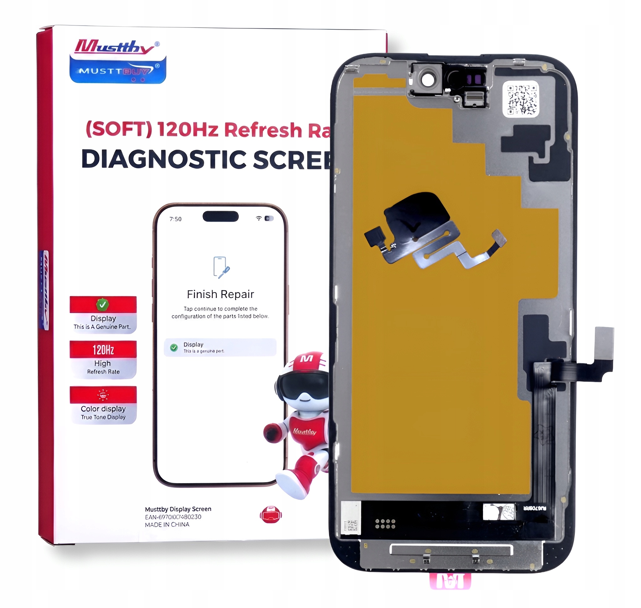 Displej pro Apple iPhone 16 120 Hz s páskou Proximity Sensor Diagnostic