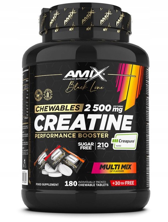 Black Line Creatine Creapure 2500mg 210 Chewable tablet Zero Sugar
