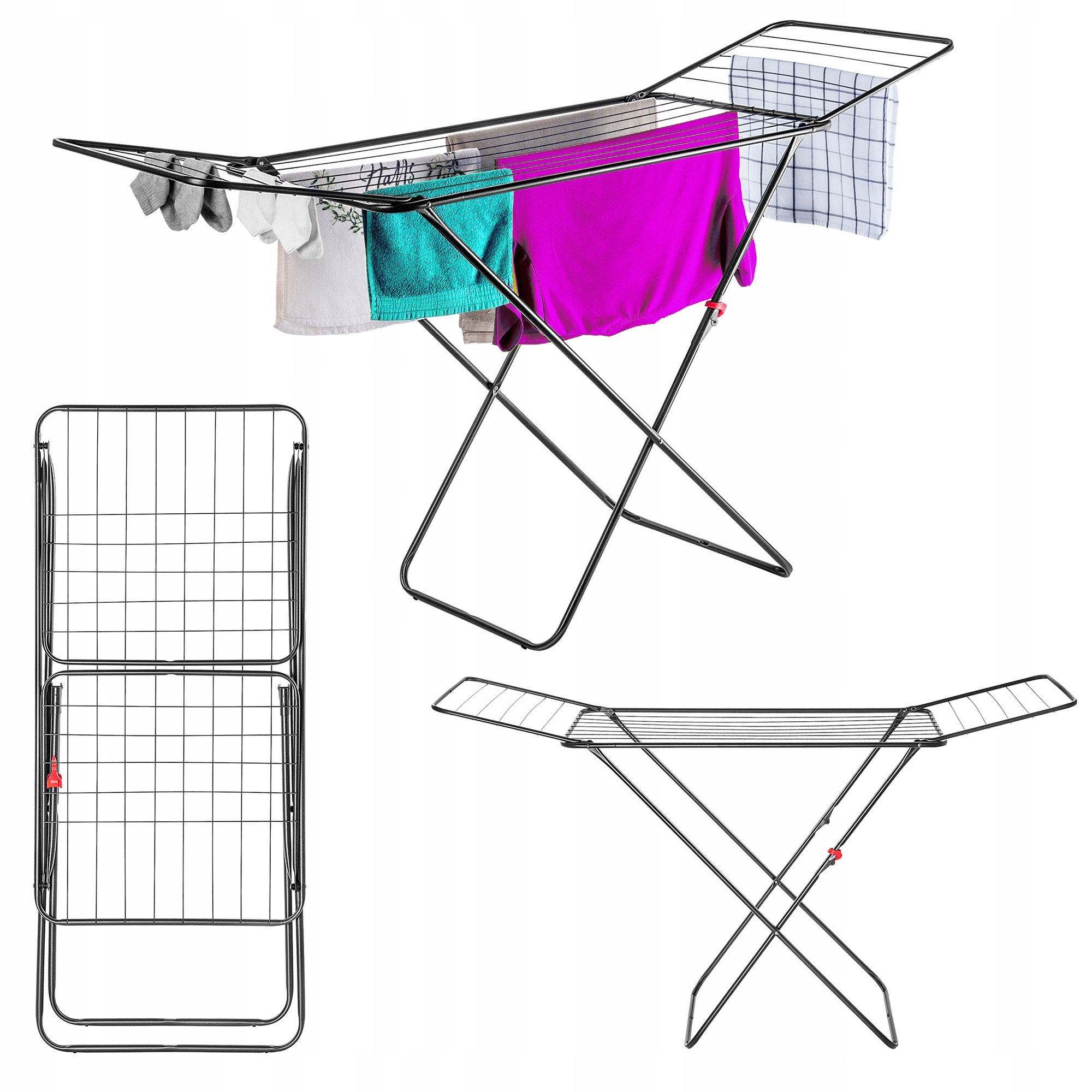 Levně Černá Sušák Na Prádlo, Rozkládací, Zlomená Noha, Objem 18 M