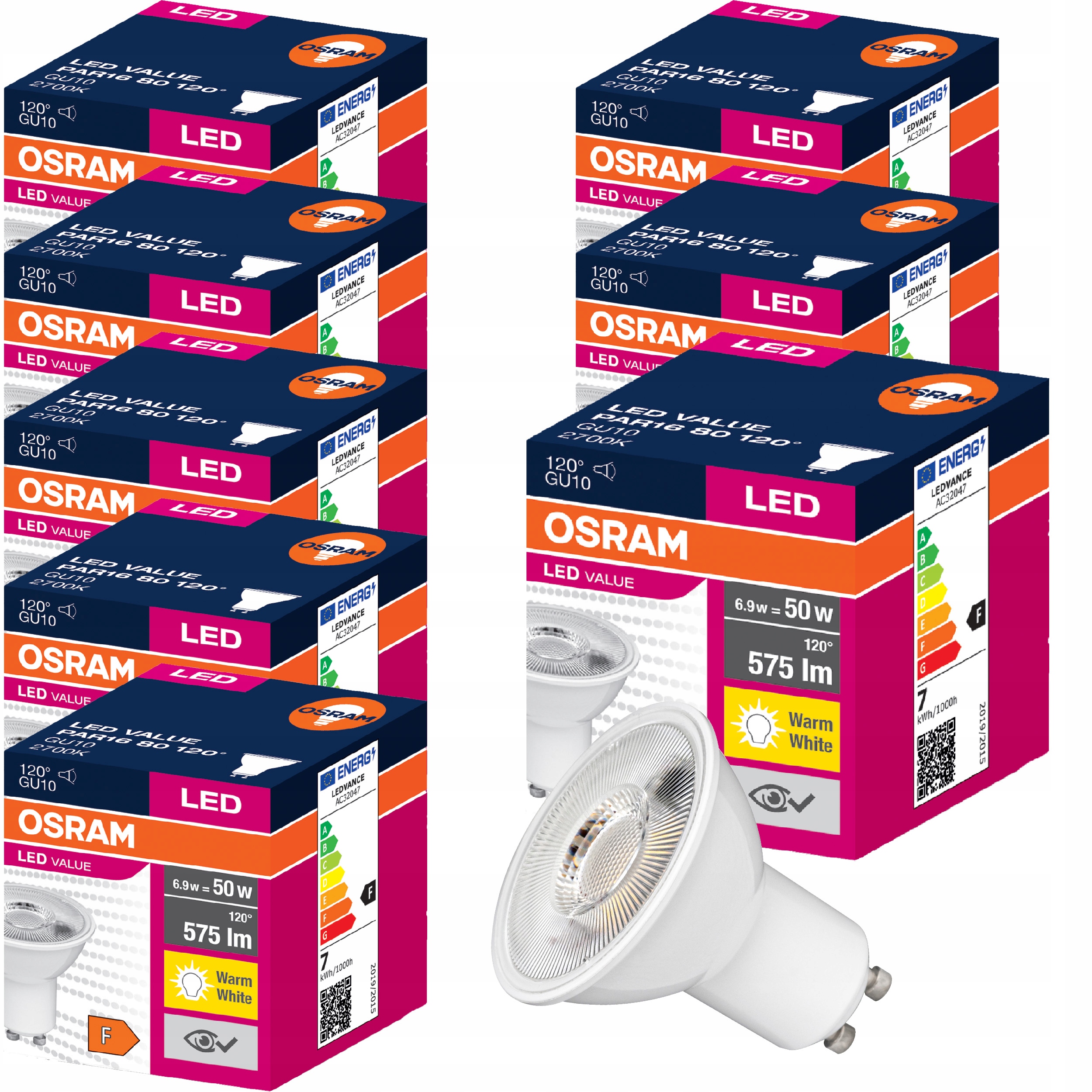

Osram żarówka Led GU10 6,9W=50W 575lm 2700K x 8
