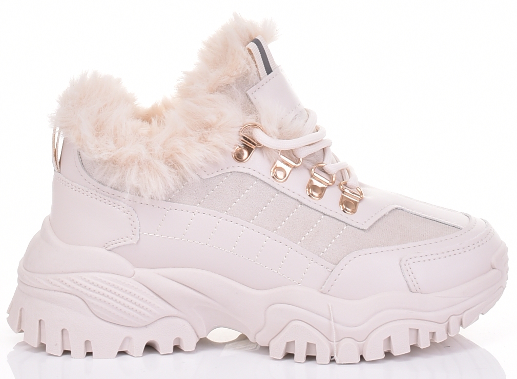 ŚNIEGOWCE OCIEPLANE BEŻOWE SOLIDNE NA PLATFORMIE FUTERKO SZNUROWANE