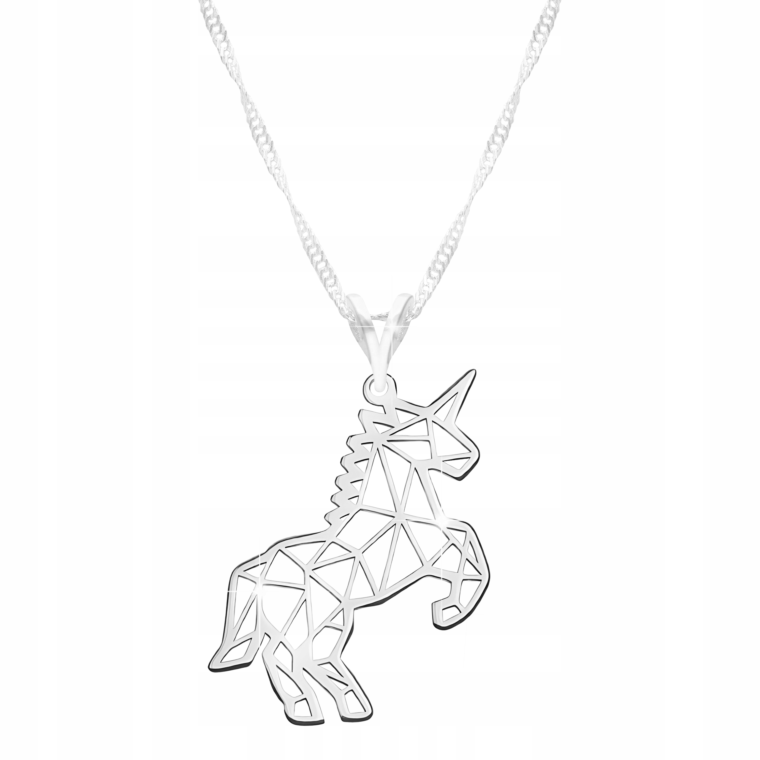 Stříbrný náhrdelník Jednorožec Kouzelný koník Kůň Plech Stříbro 925