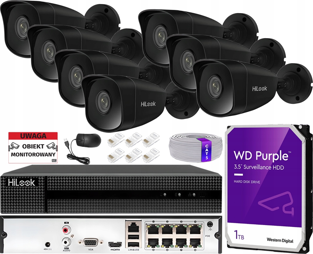 Sada Ip monitorovania Hilook By Hikvision 7 Kamer 2K+ 5Mpx PoE Detekcia