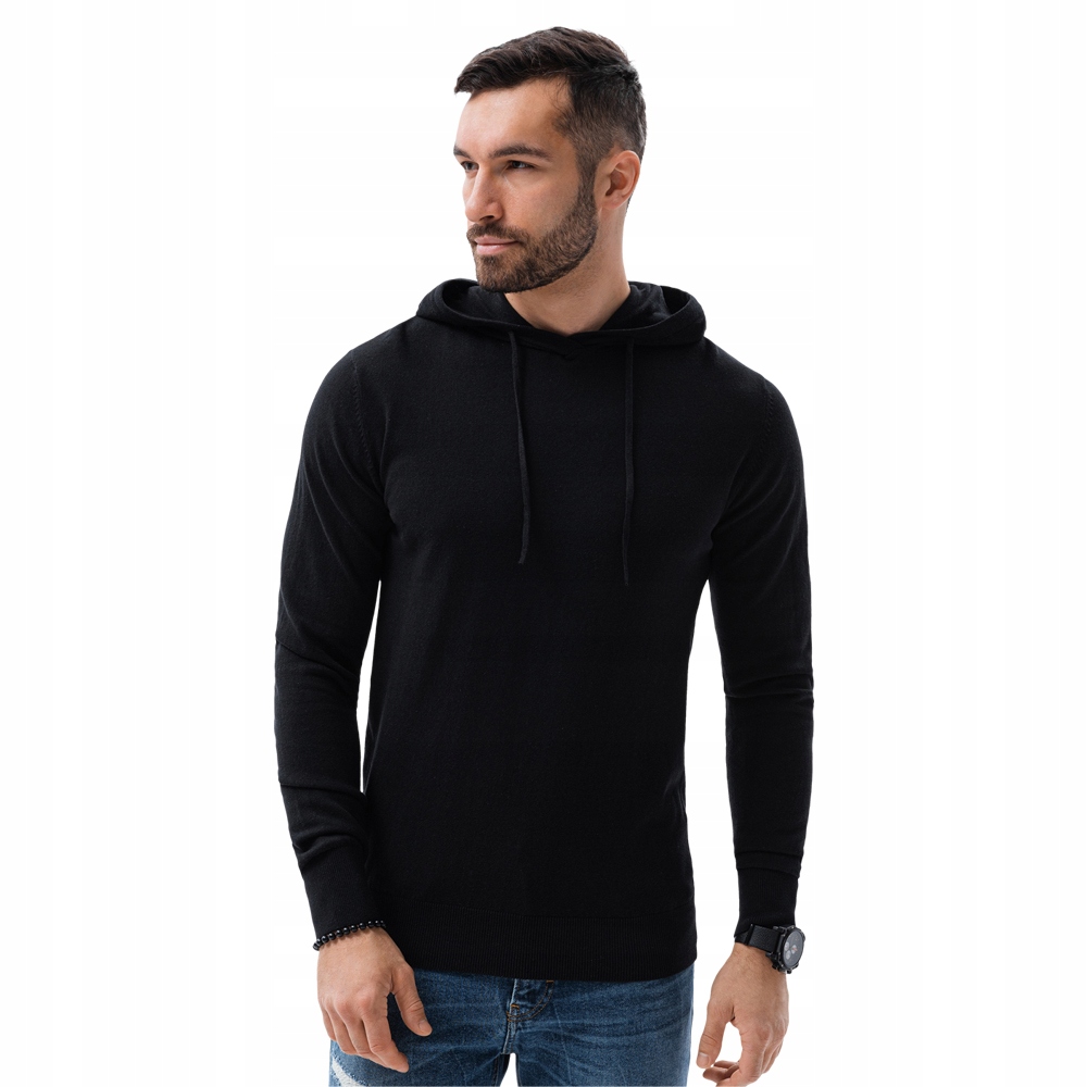 

Sweter męski z kapturem E187 czarny L