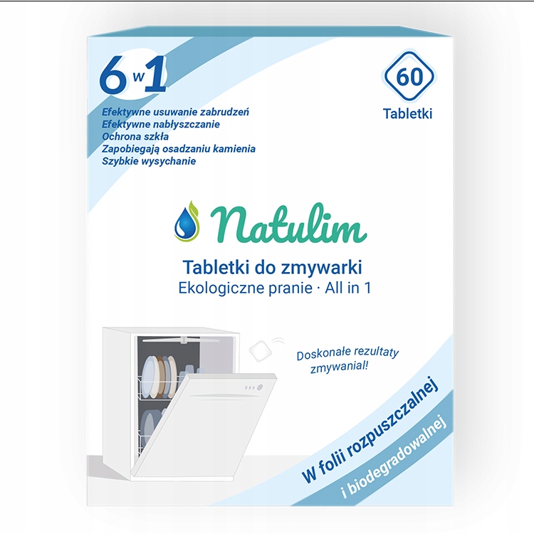 Levně tablety do myčky Natulim 6 v 1 Eco – 60 ks Ekologické a účinné