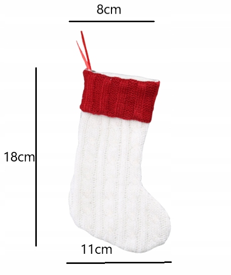 ŚWIĄTECZNA SKARPETA NA PREZENTY BIAŁA WISZĄCA XMAS Szerokość produktu 8.5 cm