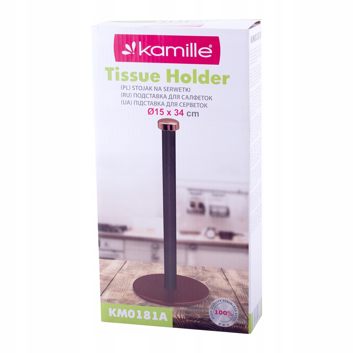 STOJAK KUCHENNY METALOWY NA RĘCZNIK PAPIEROWY RĘCZNIKI PAPIEROWE KAMILLE Szerokość produktu 15 cm