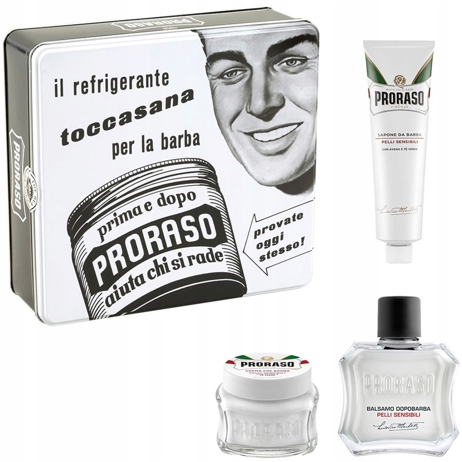 Proraso Dárková sada na holení Bílá řada Krém Balzám Toccasana