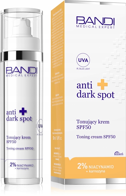 Krem Tonujący Redukuje Plamy na przebarwienia Bandi anti dark spot Spf 50