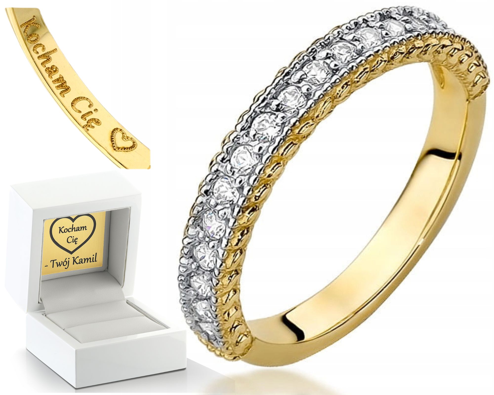 Zlatý Prstýnek S Prstenem Gravírování Bonus 0.585