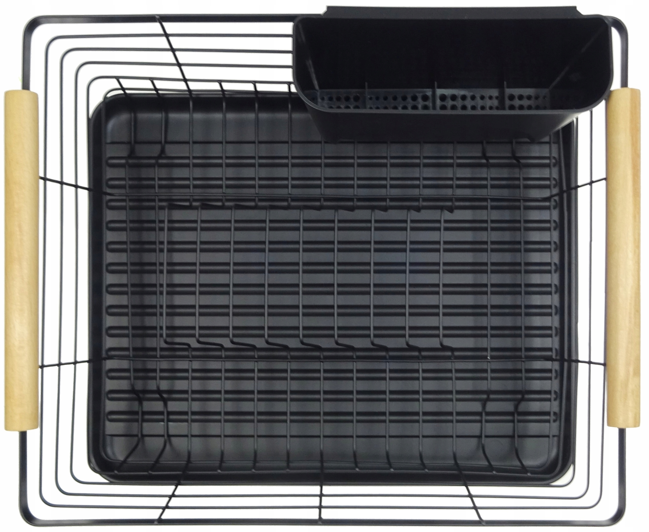 SUSZARKA DO NACZYŃ CZARNA STOJĄCA OCIEKACZ Z TACKĄ Długość 36.6 cm