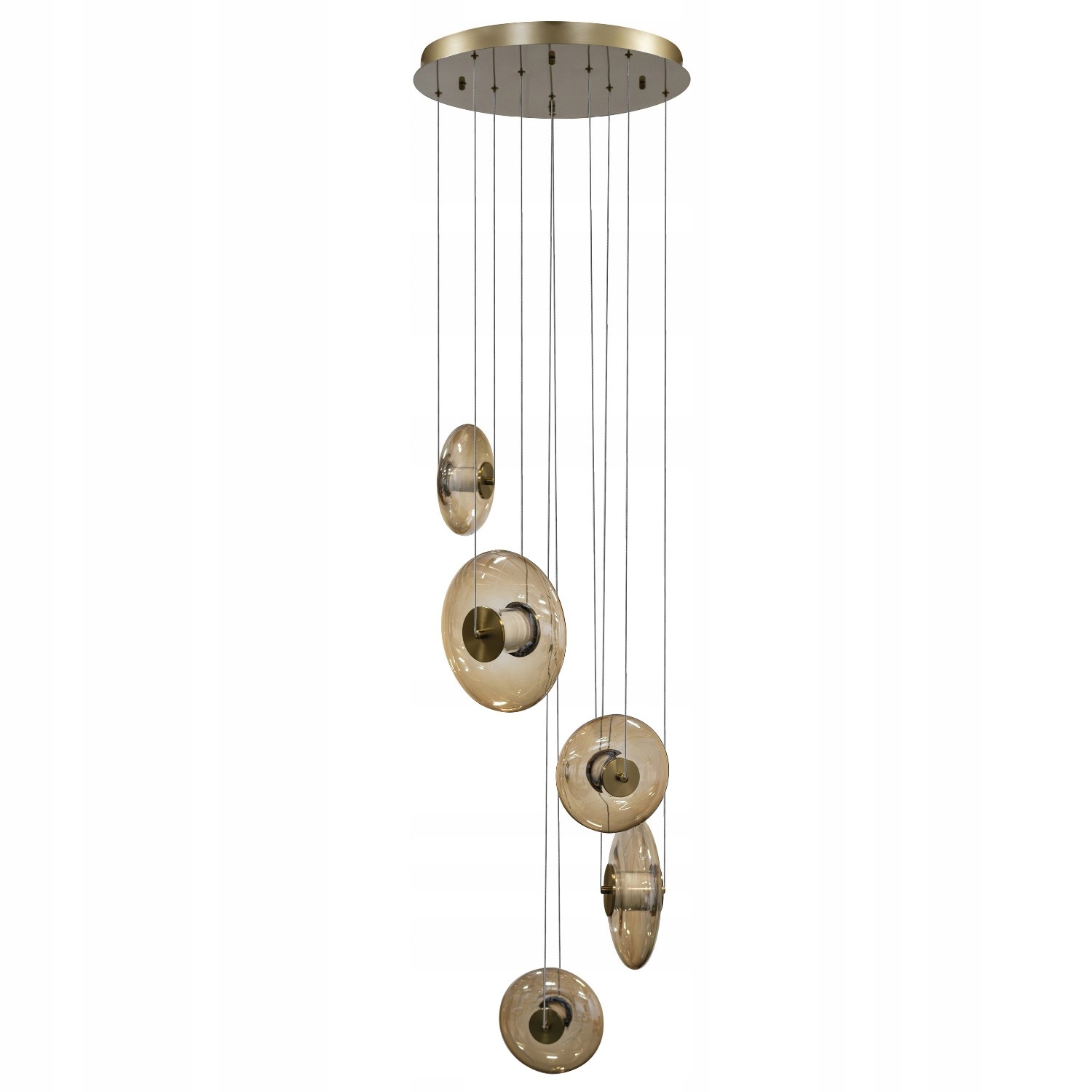 Lampa wisząca AZzardo Led 44W ściemnialna 3-STEP DIMM bursztynowe talerze
