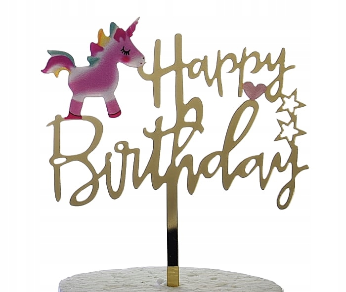 

Topper akrylowy Happy Birthday Jednorożec Unicorn