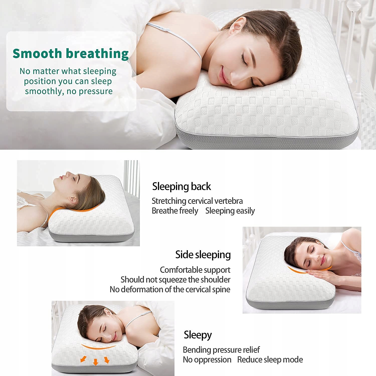 FITYOU Poduszka Z Pianki Memory, Ergonomiczna, Chłodząca, 70x40x13cm — miniatura 2