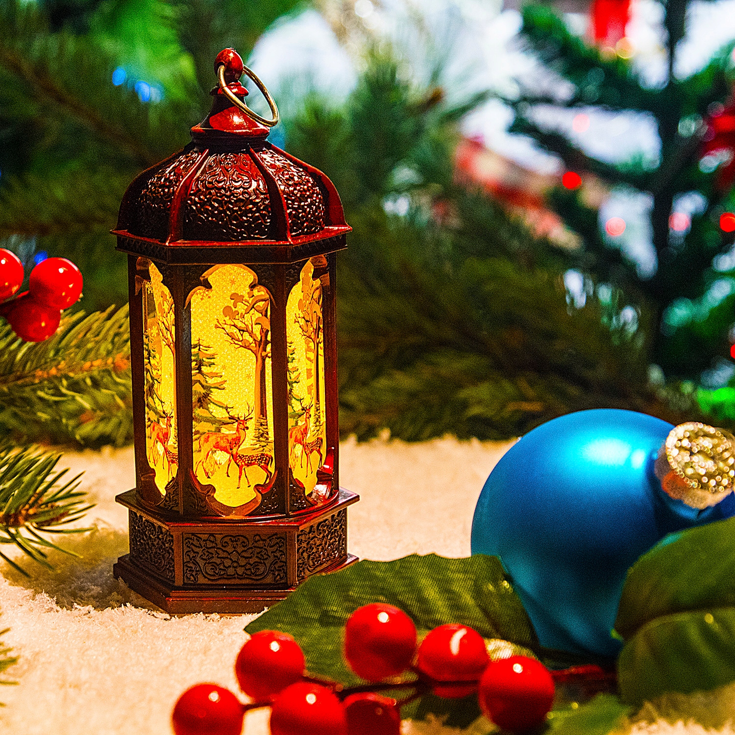 ŚWIĄTECZNA LATARENKA DEKORACJA LAMPION LED ŚWIĘTA Marka Decortrend