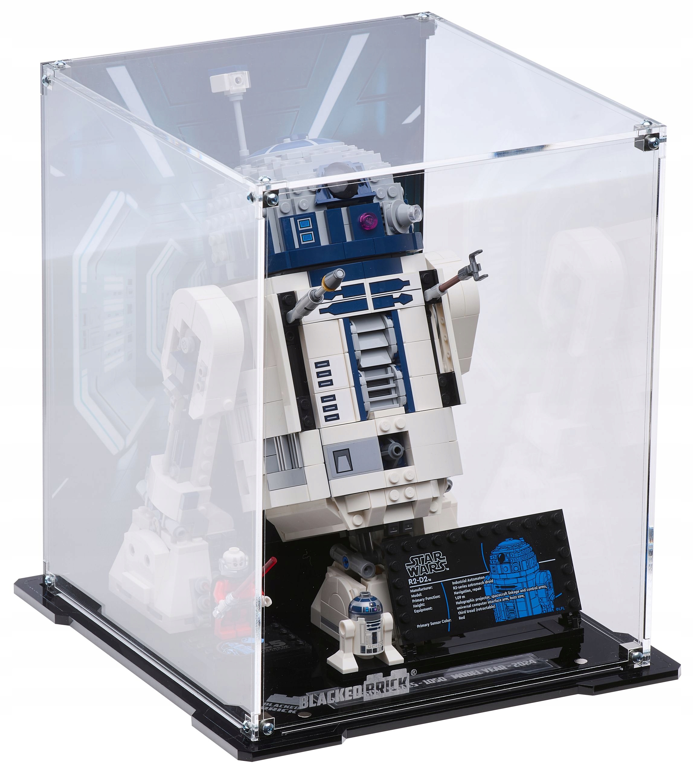 Vitrína s pozadím Blacked Brick pro Lego 75379 Star Wars R2-D2