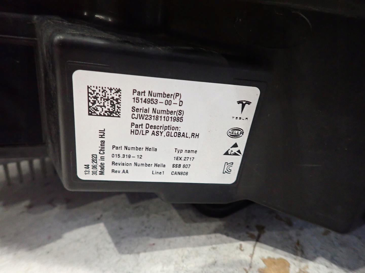 light front front right TESLA 3 2017- FULL LED 1514953-00-D