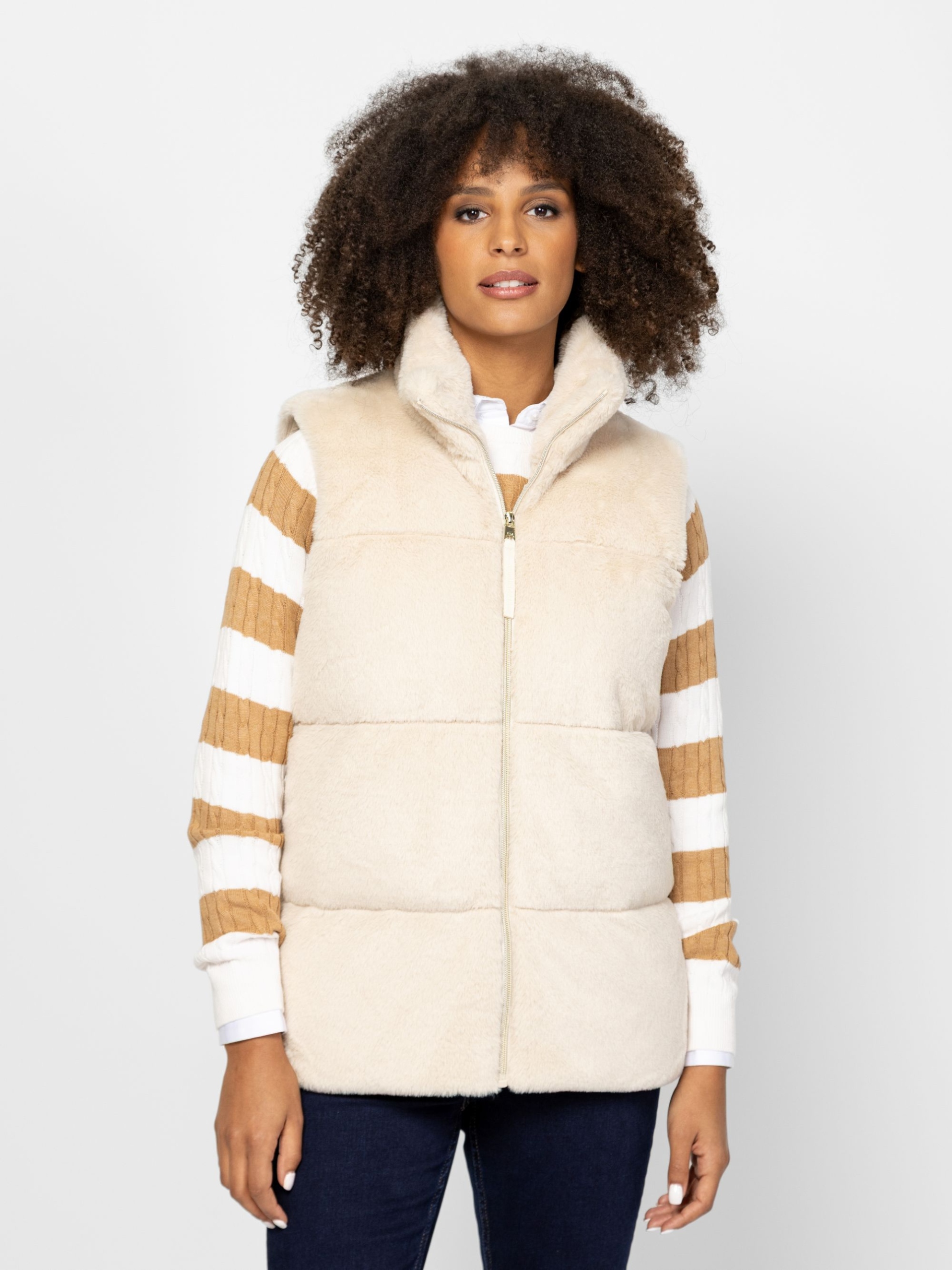 Heavy Tools Dámská Prošívaná Kožešinová Vesta Webina Krémová Xs