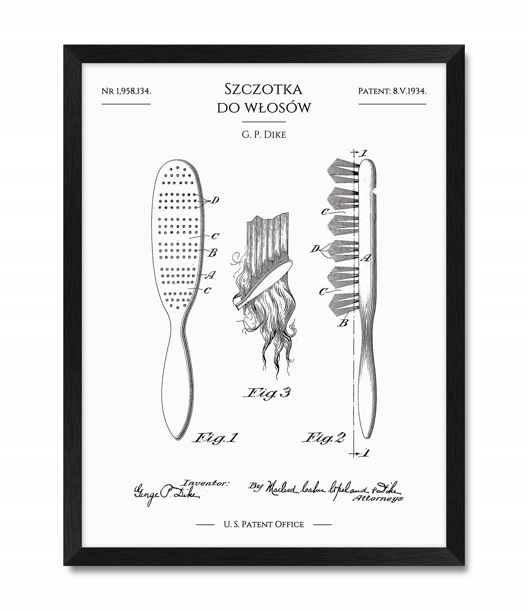 

Plakat obraz na ścianę Szczotka Do Włosów w ramie