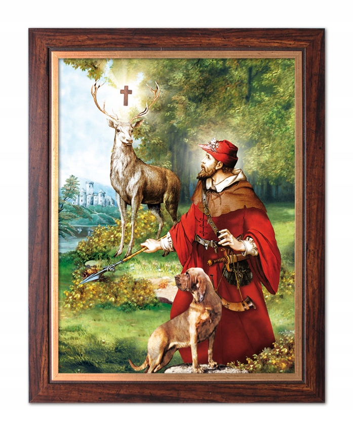 OBRAZ W RAMIE 30x40 ŚWIĘTY HUBERT