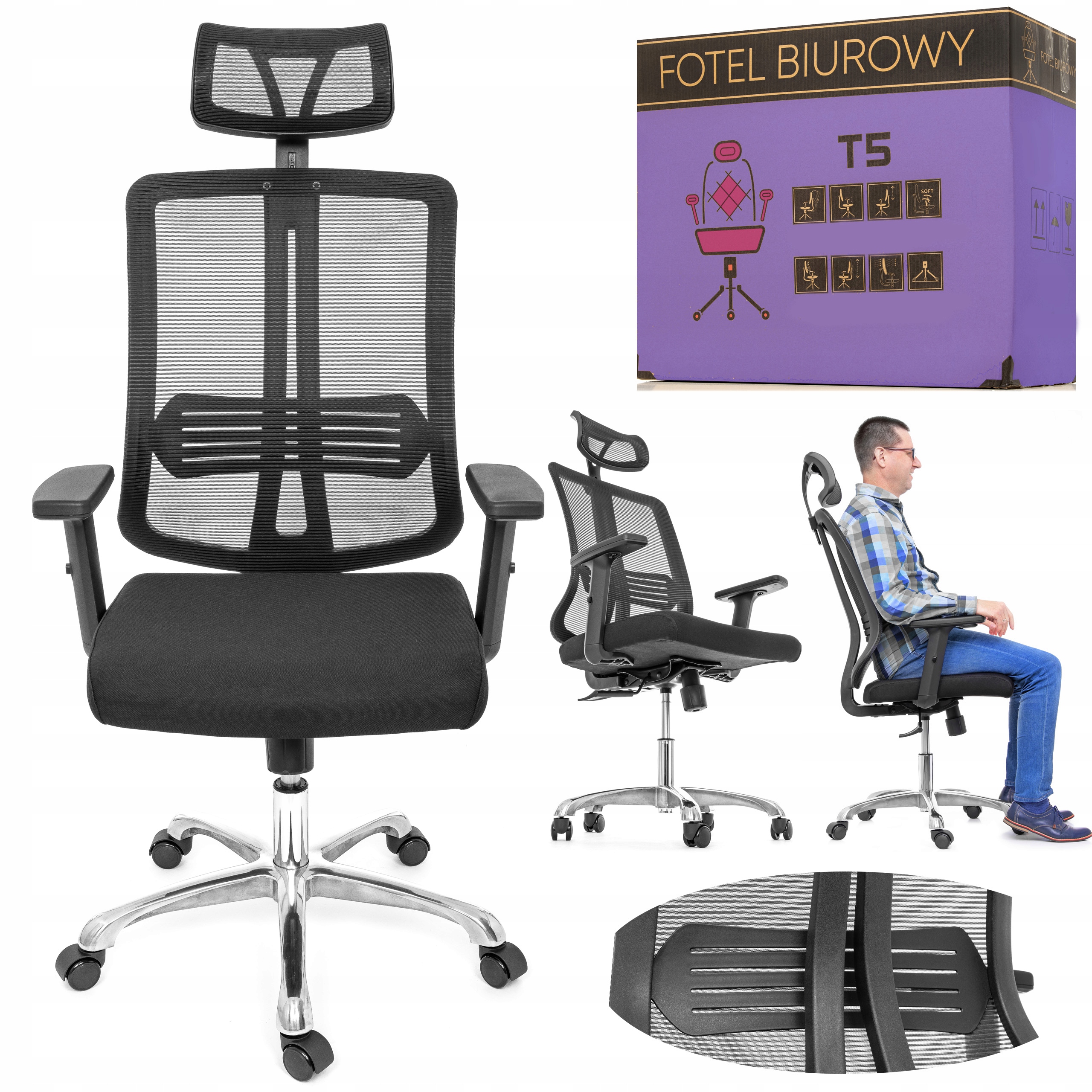 Fotel Biurowy Obrotowy Krzeslo Gracza Siatka Chrom Sklep Komputerowy Allegro Pl