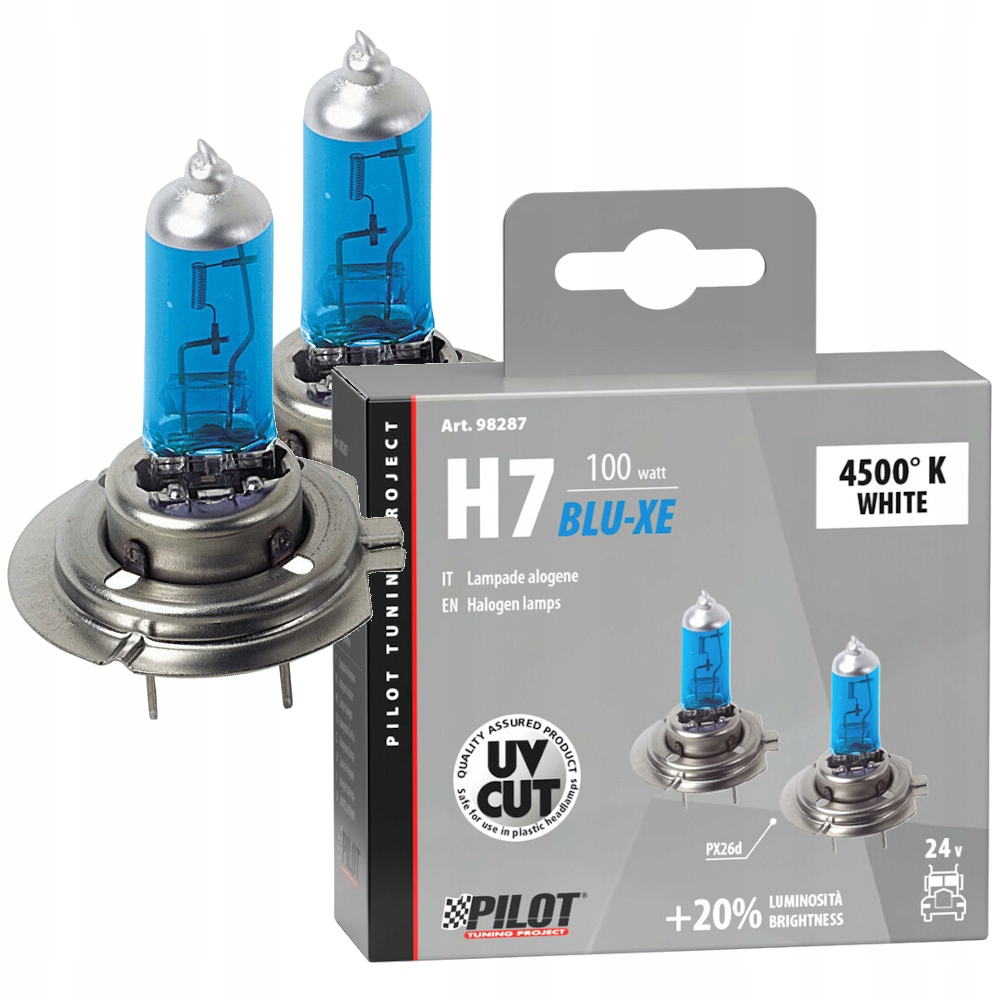 2x Żarówki H7 100W 24V Tir PX26d Blue-xenon White