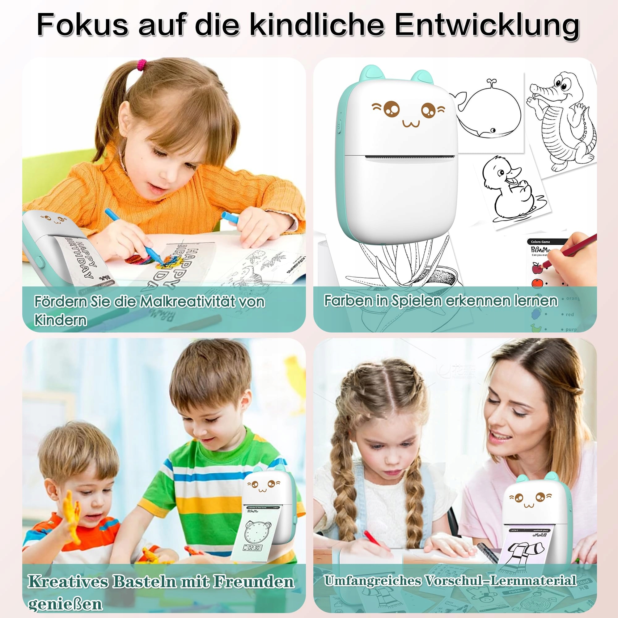 Mini Drukarka Do Smartfona Termodrukarka Niebieska — miniatura 6
