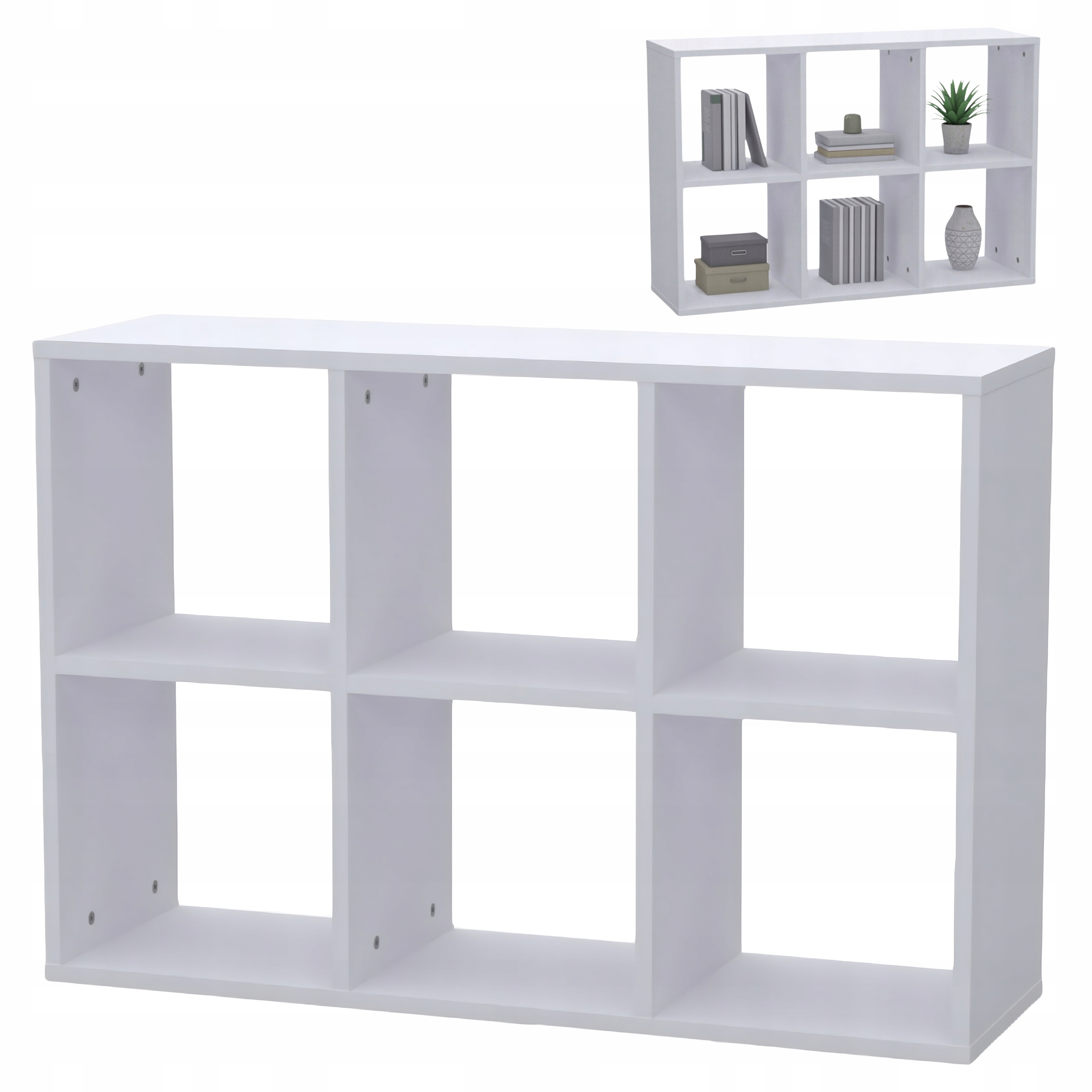 Regál na knihy Hračky Bílý Kancelářský stojící Otevřený Kalax 6 Polic 100 cm