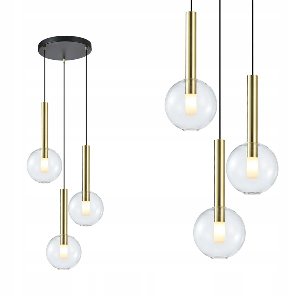 Závesná lampa, sklenené tienidlá, závesné rozety Niko Gold 3xG9 ML0332 Milagro