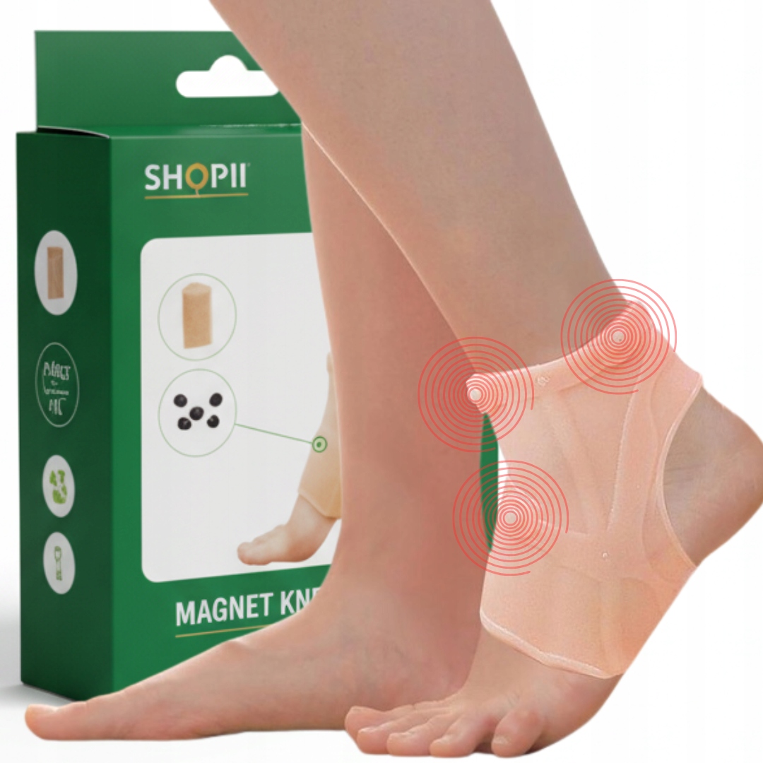 OPASKA ORTEZA MAGNETYCZNA NA STOPĘ STAW SKOKOWY STABLIZUJĄCA - 6 MAGNESÓW