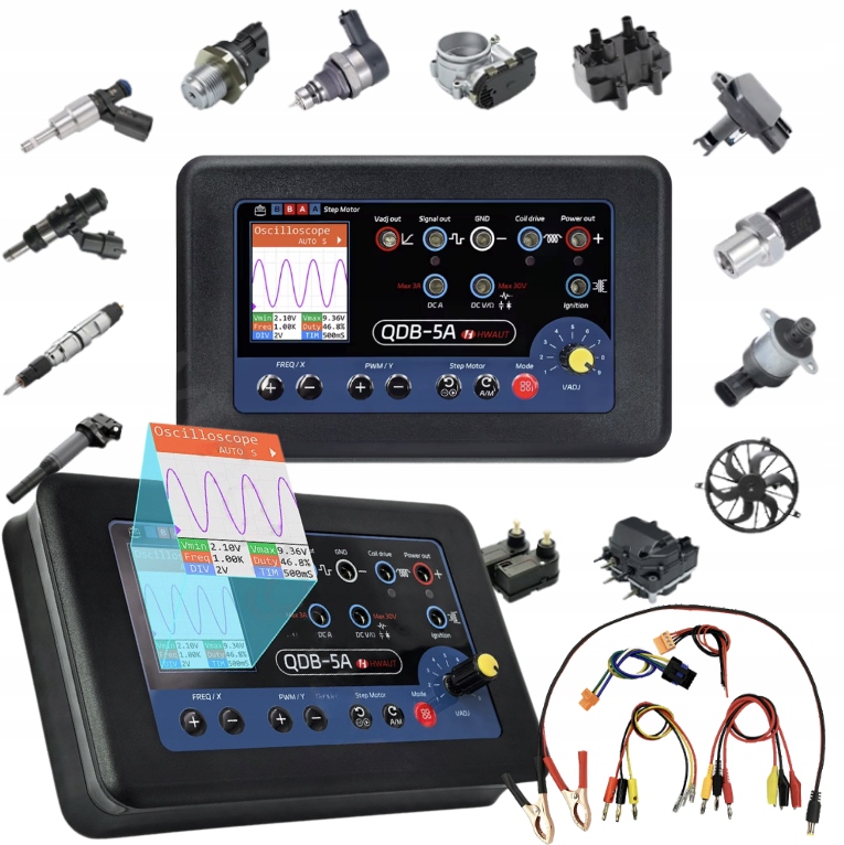 Tester zapaľovacej cievky, vstrekovačov, ventilu, QDB-5A so signálom Pwm 100 kHz