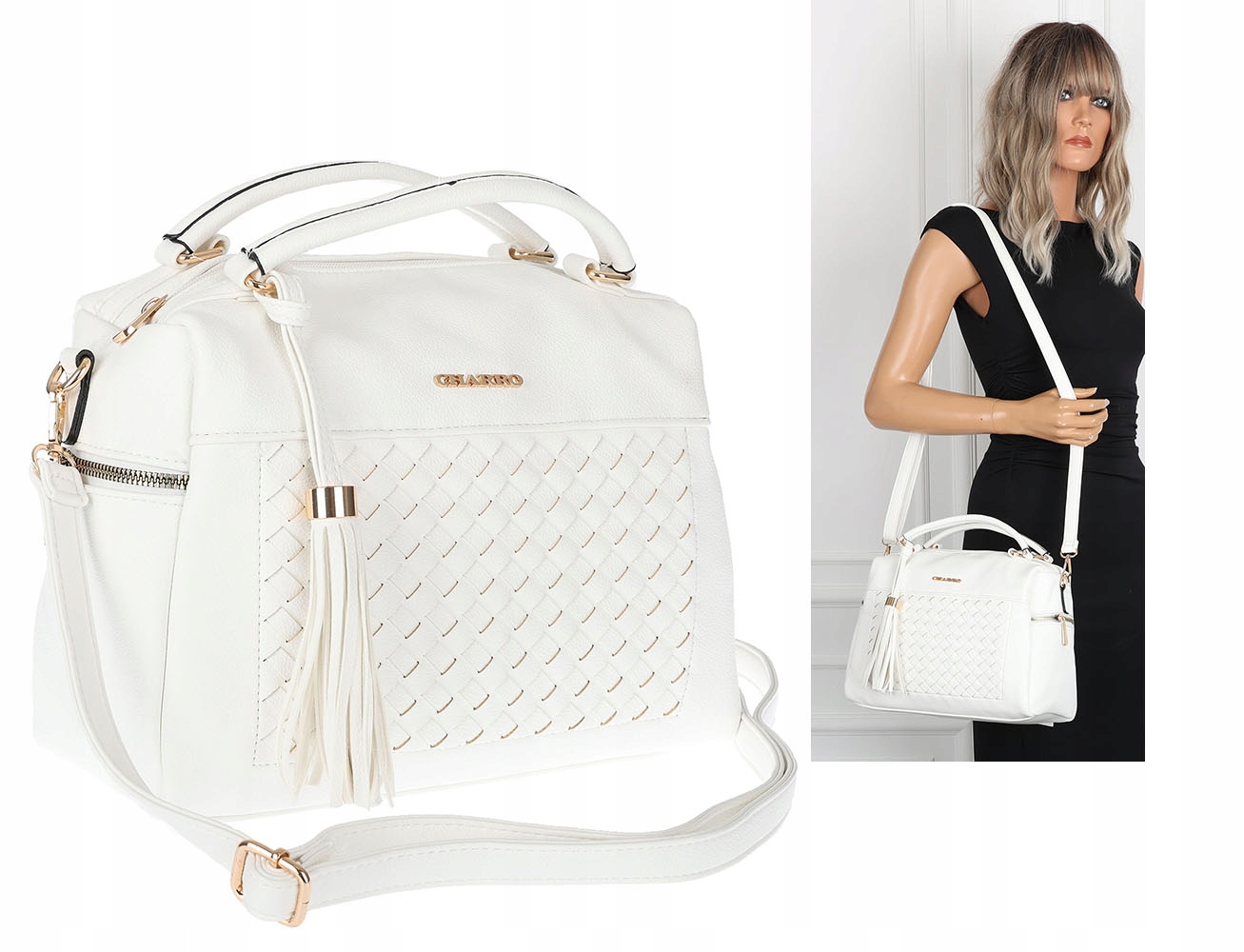 Torebka damska włoskiej marki Charro Listonoszka kuferek CH2171 biała