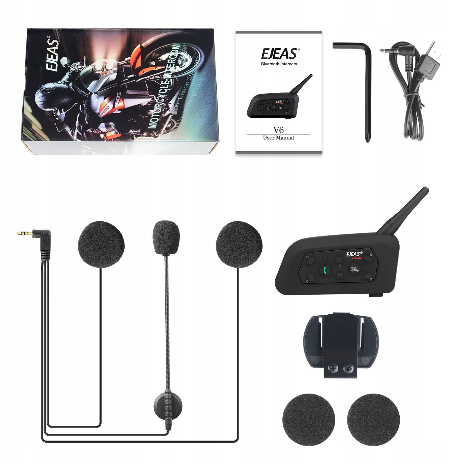 Interkom motocyklowy EJEAS V6 PRO BLUETOOTH 1200M