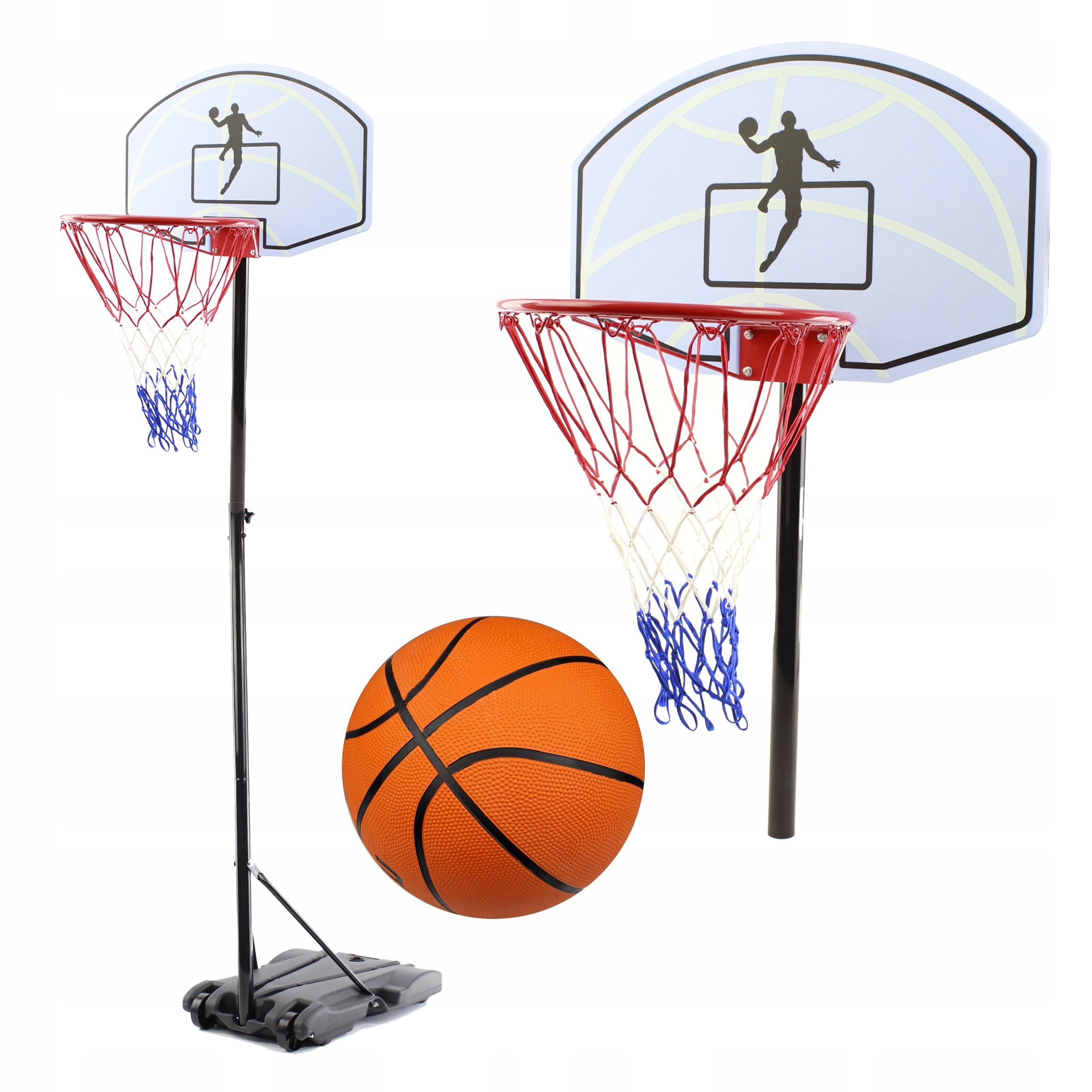Kosz mobilny koszykówka wys. 160- 210 cm stojak obręcz piłka Mocny