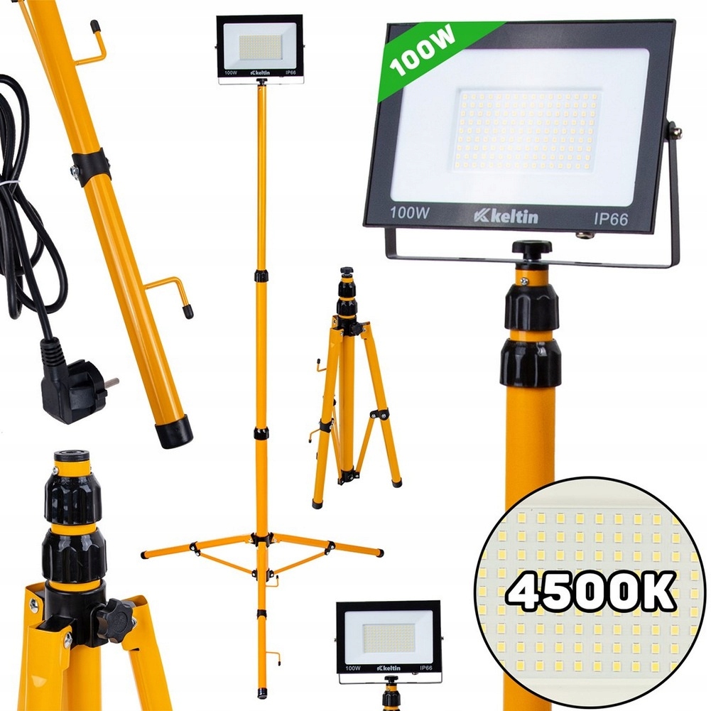 Led Osvětlovač Stavební Stativ Halogen Dílenská Lampa 100W 4500K 160cm