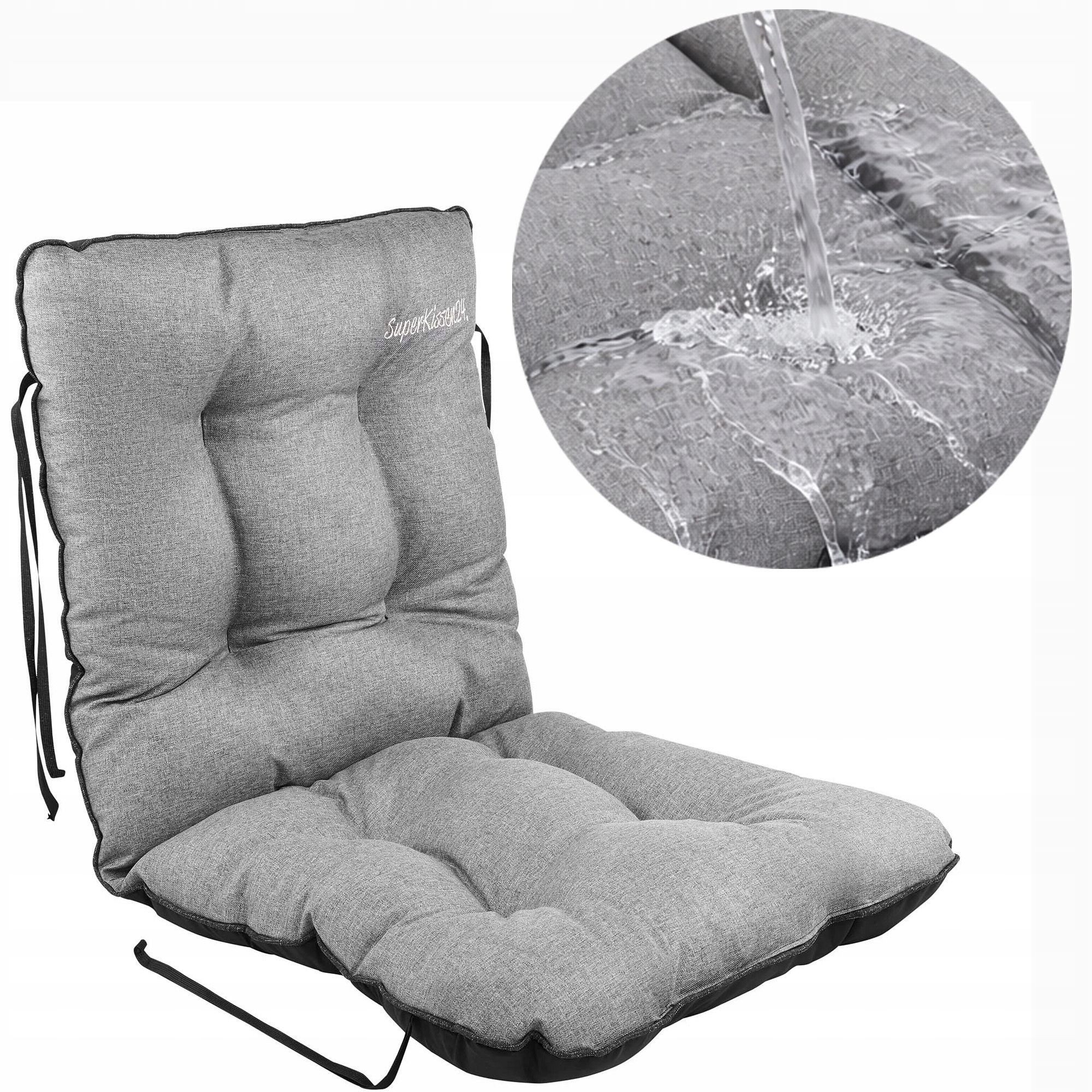 Polštář Voděodolný na zahradní židli Měkké křeslo 48x48x48 Len Šedý