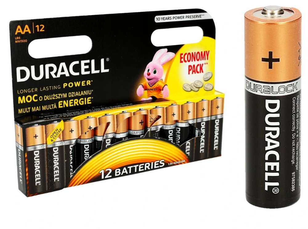 

Oryginalne Baterie Alkaliczne Duracell R6/AA x12