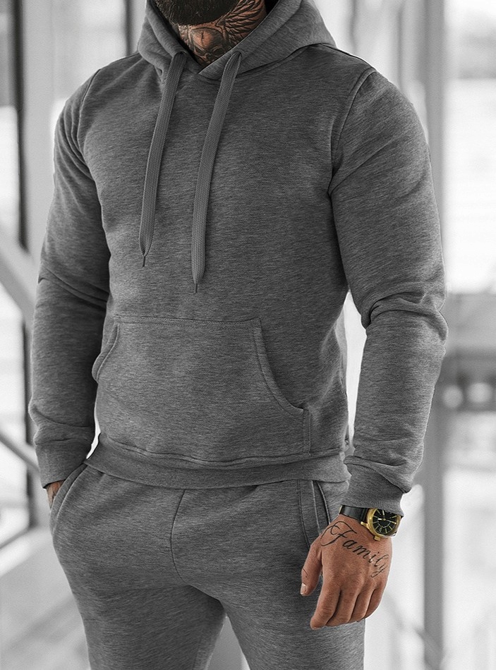 MĘSKI KOMPLET DRESOWY GRAFITOWY Z KAPTUREM - STYL NA CO DZIEŃ Rozmiar L Rozmiar L