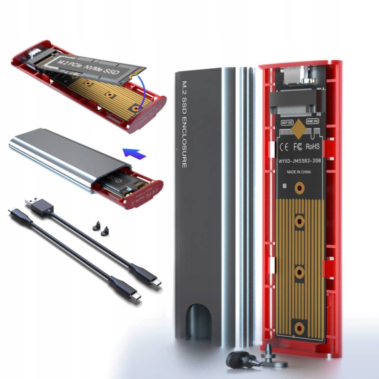 Корпус для твердотельного накопителя NVMe M. 2 USB-C 3.1 M2