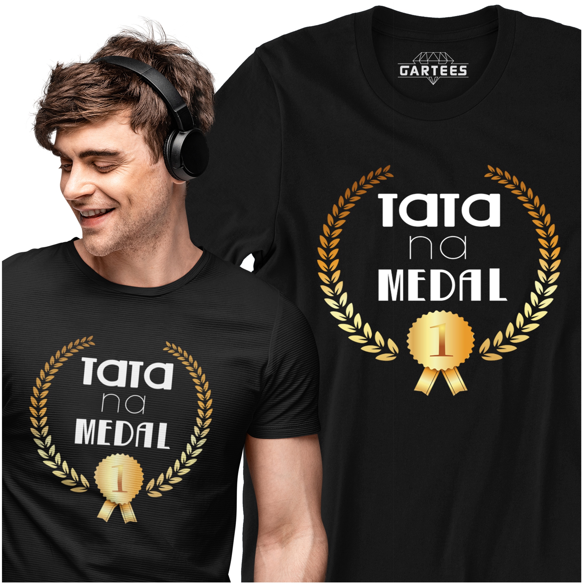 

T-shirt Duży Fun Prezent Tata Na Medal Dzień Ojca