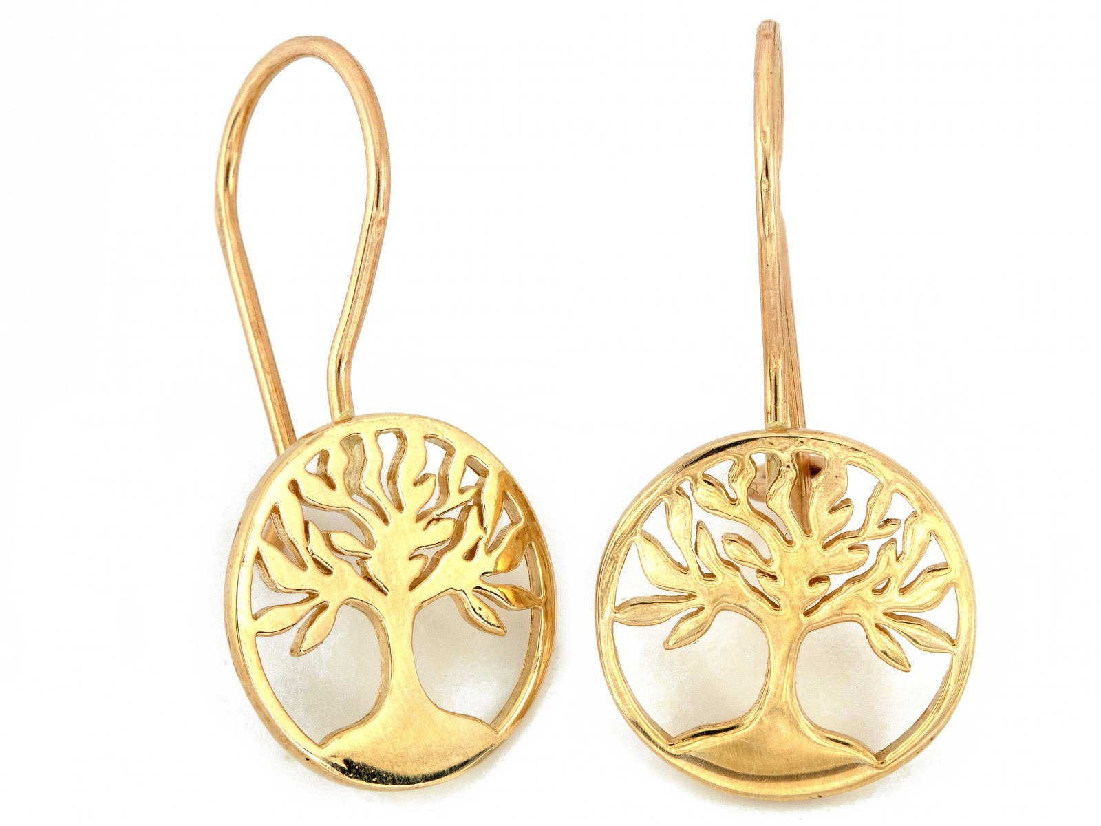 Náušnice zlaté 585 na ceduli se stromkem štěstí jako dárek, módní vzor 14k