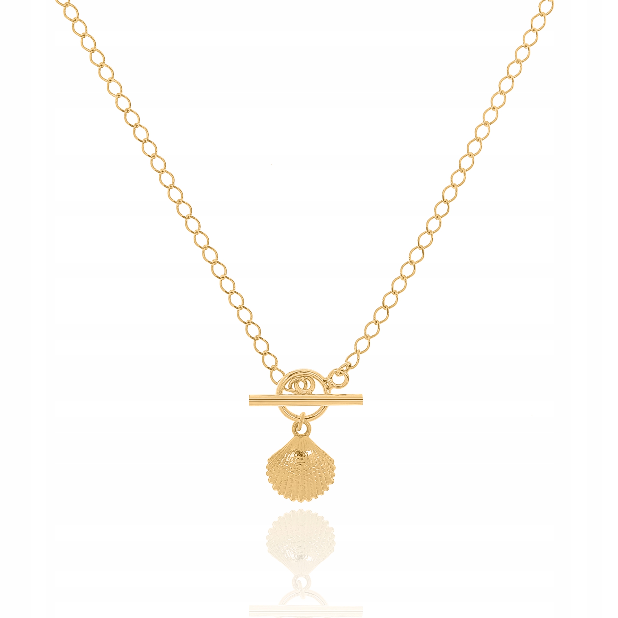 

Naszyjnik srebrny pozłacany z odlewaną muszelką