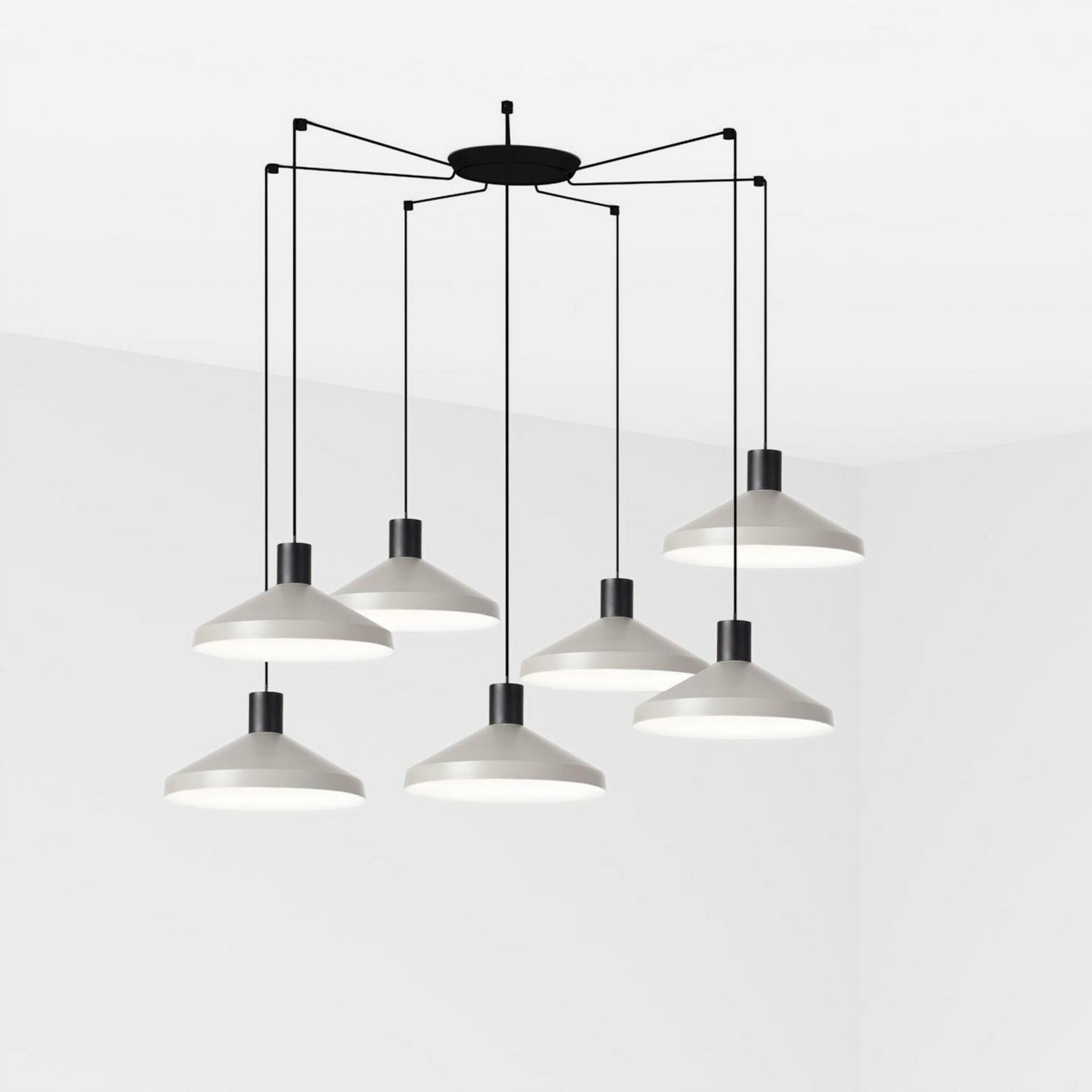 Faro Kombo 400 závesné svietidlo, šedá, 7x E27, industriálny design