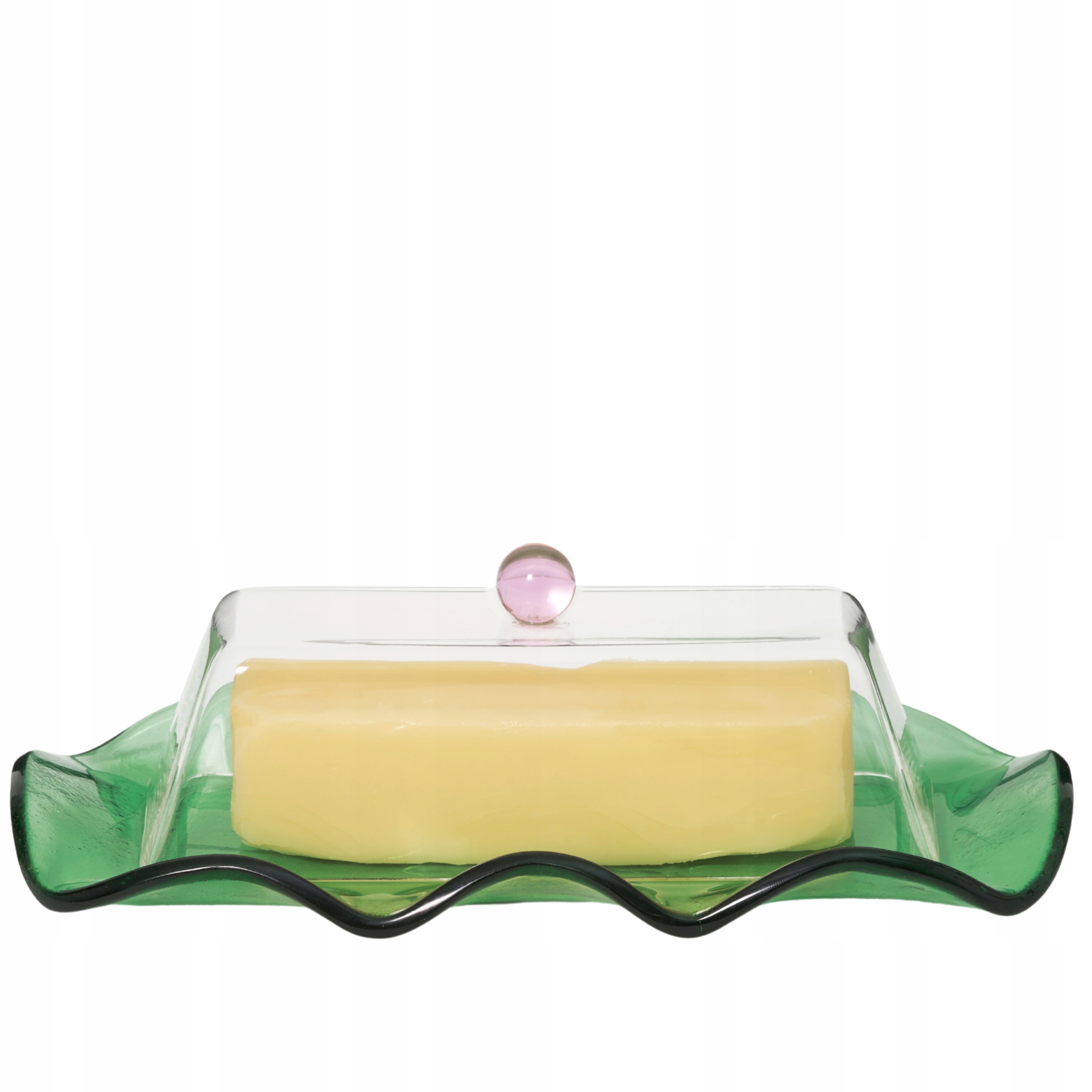 Máslenka Areaware Everything Nice Zeleno-růžová Skleněná máslenka