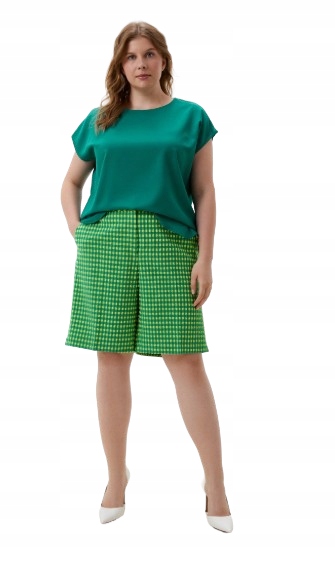 Samoon Zelené Kostkované Bermudy S Vysokým Pasem 54 6BA
